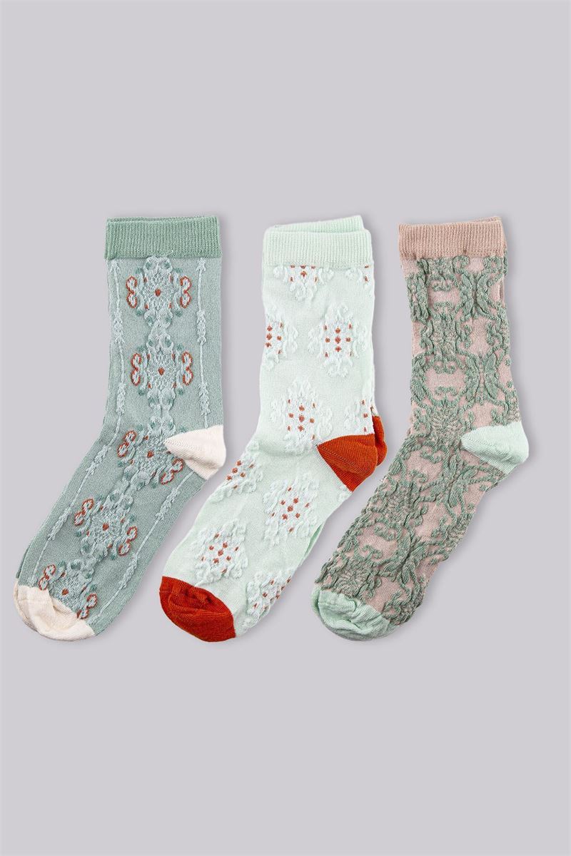 BROSS WOMAN RELIEF PATTERNED CREW SOCKS ASORTY