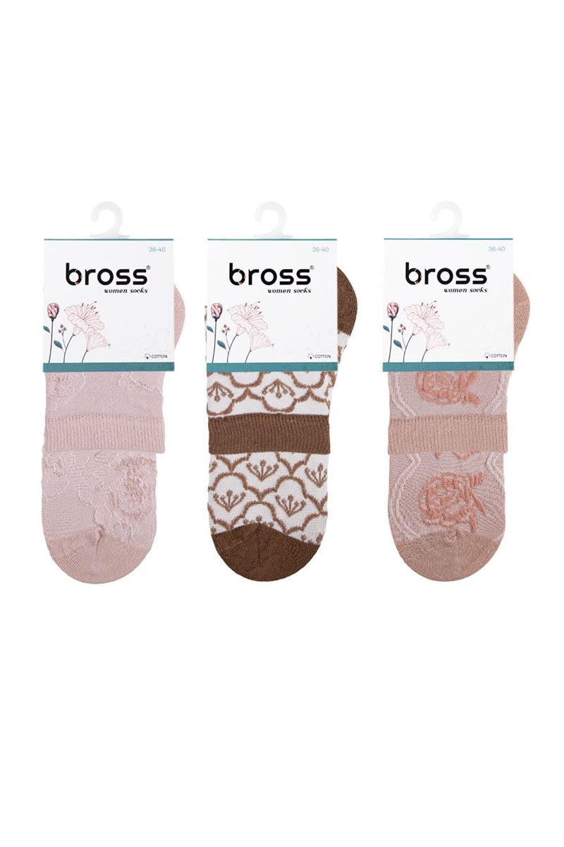 BROSS WOMEN EMBROSSING CREW SOCKS ASORTY