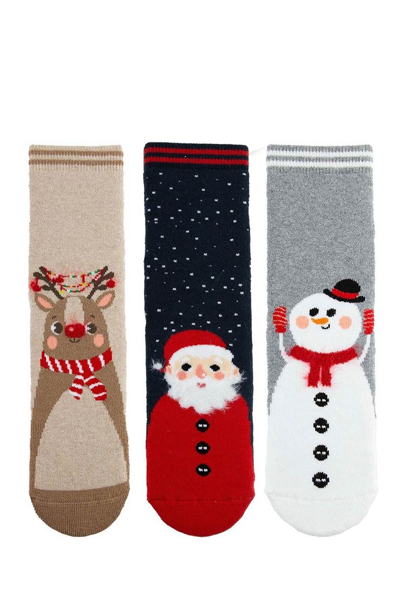 BROSS SNOWING SANTA BOYS’ TERRY SOCKS ASORTY