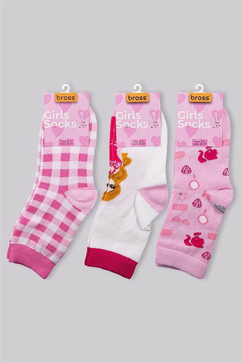 BROSS GIRLS' CREW SOCKS ASORTY