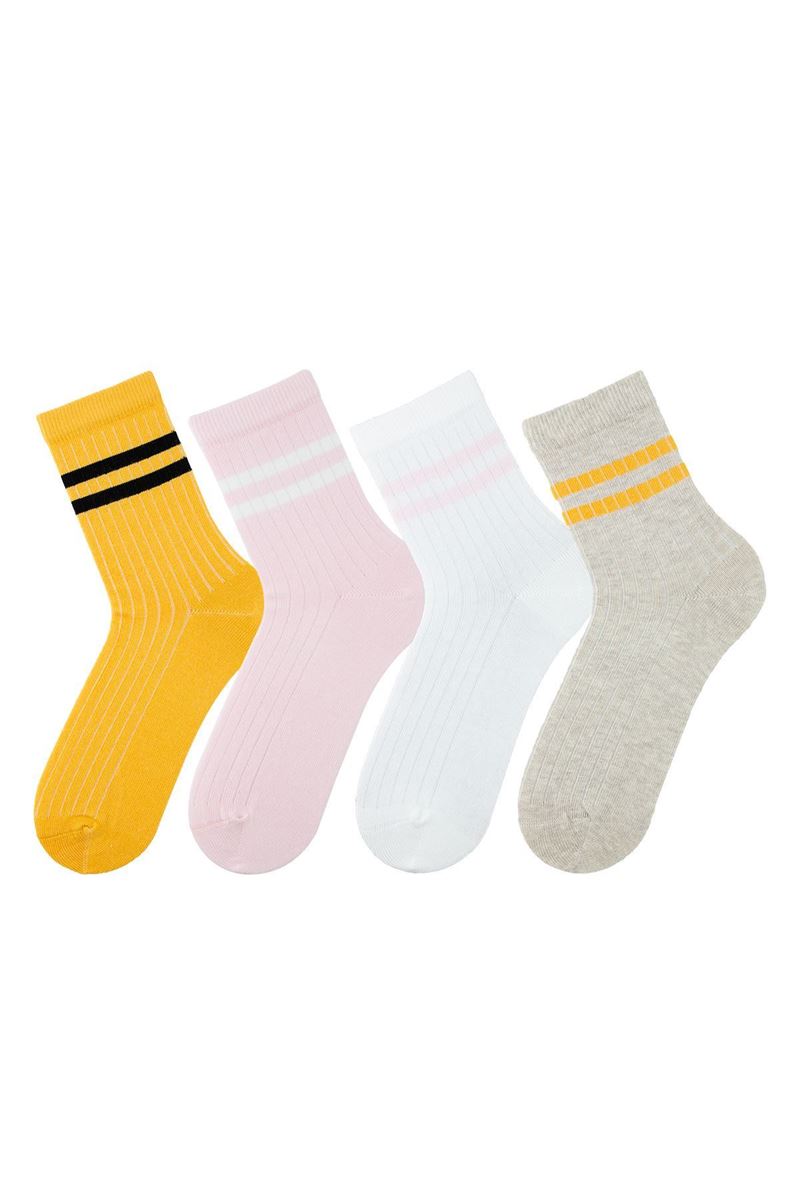 BROSS GIRLS' STRIPTED CREW SOCKS ASORTY