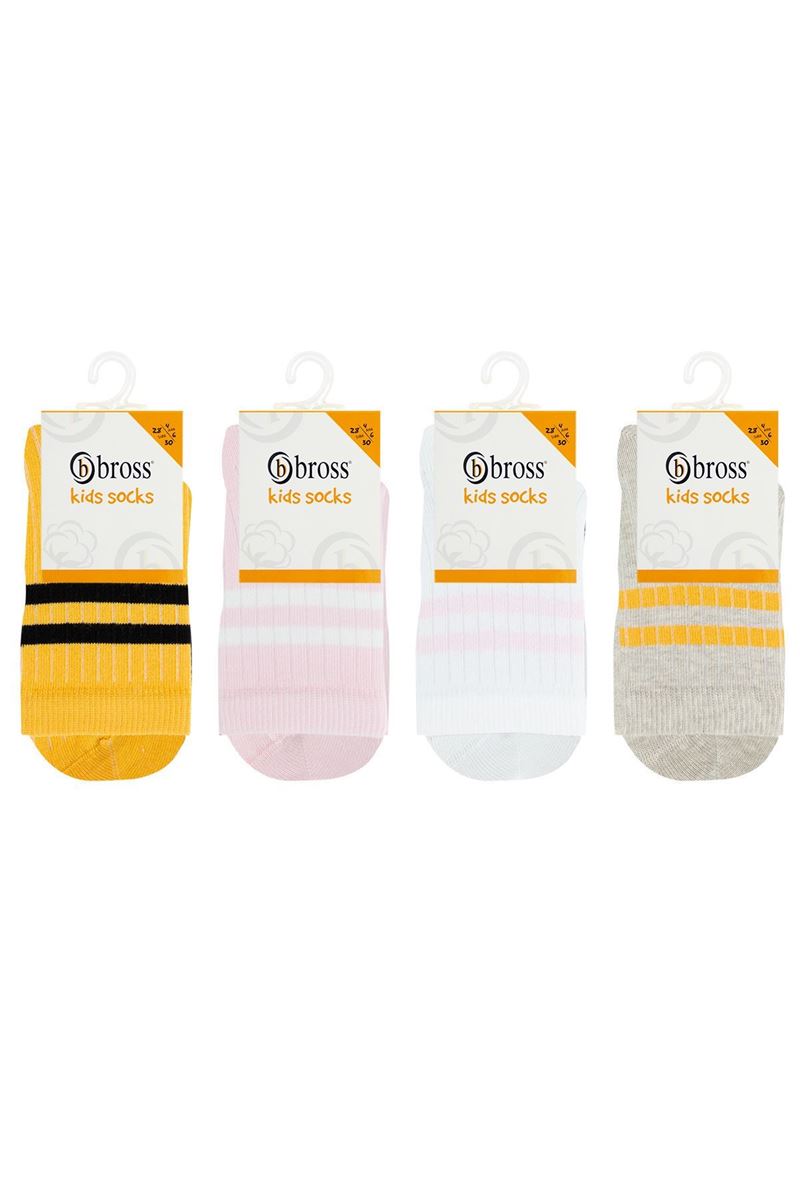 BROSS GIRLS' STRIPTED CREW SOCKS ASORTY