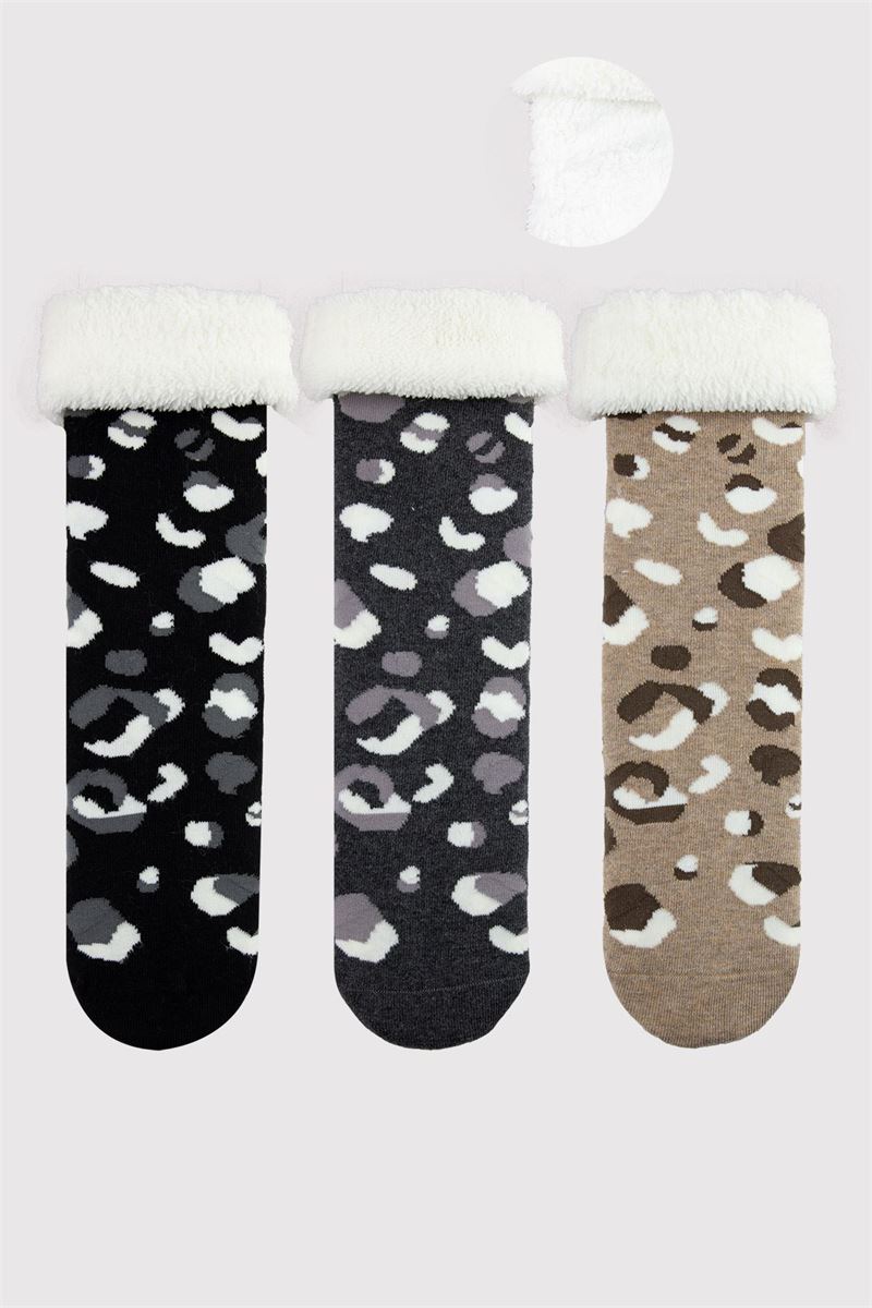 BROSS FURRY LEOPARD WOMEN SOCKET SOCKS ASORTY