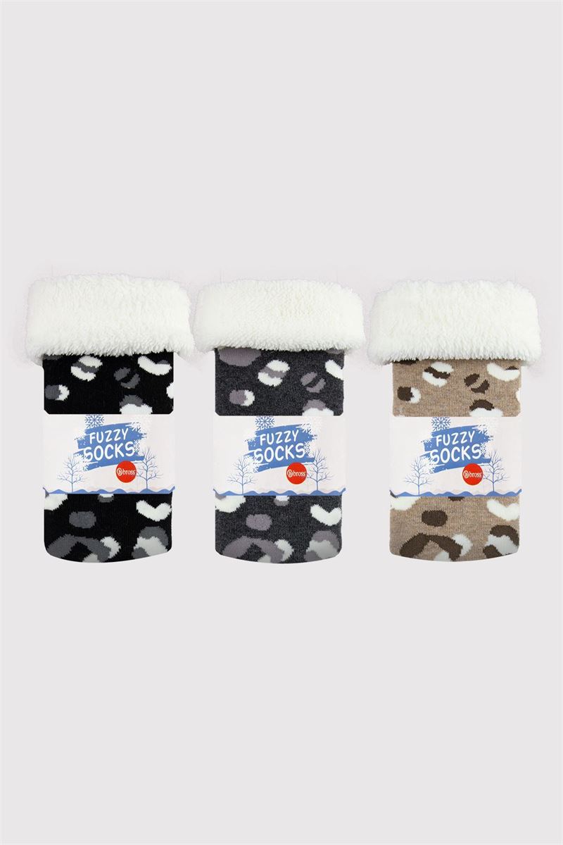 BROSS FURRY LEOPARD WOMEN SOCKET SOCKS ASORTY