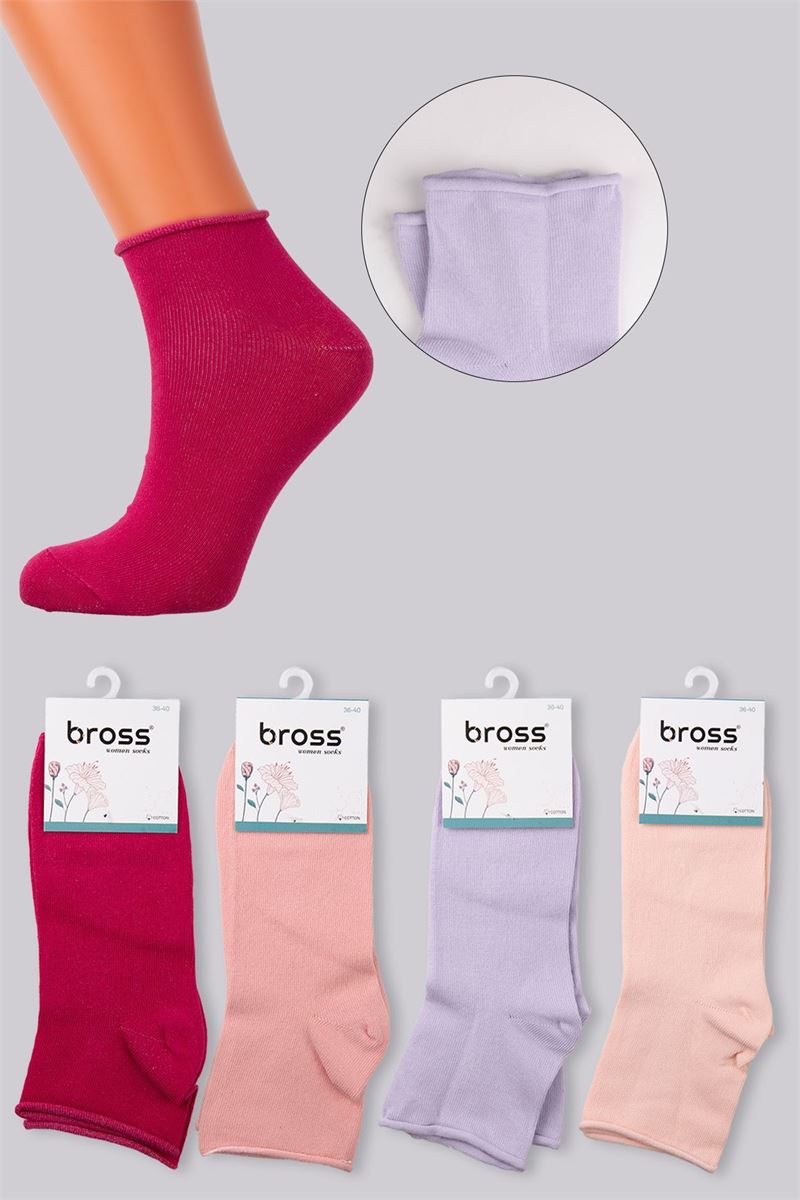 BROSS WOMEN NON-RUBBER CREW SOCKS 