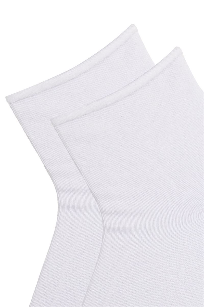 BROSS WOMEN NON-RUBBER CREW SOCKS WHITE