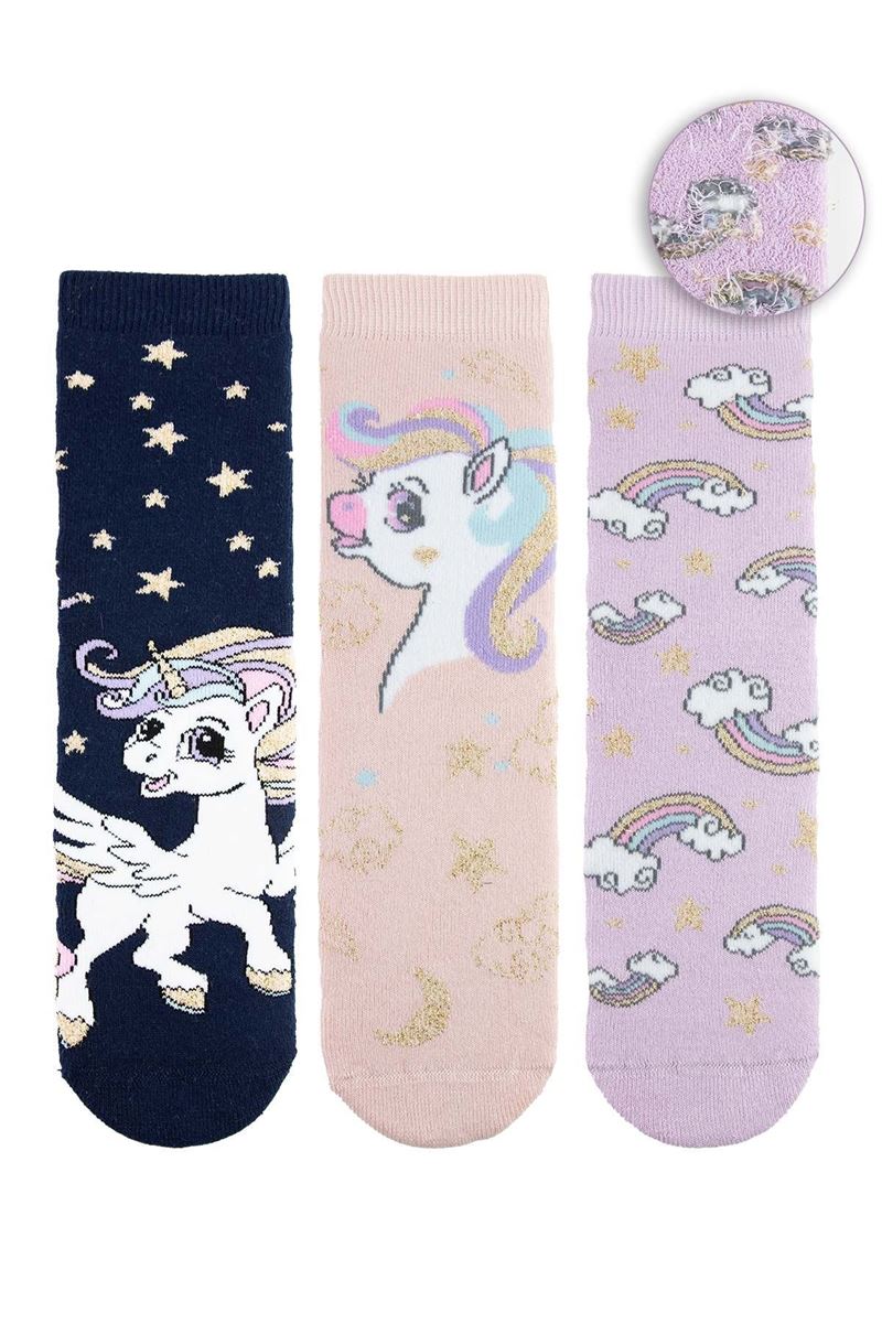 BROSS SWEET UNICORN GIRLS’ TERRY SOCKS ASORTY