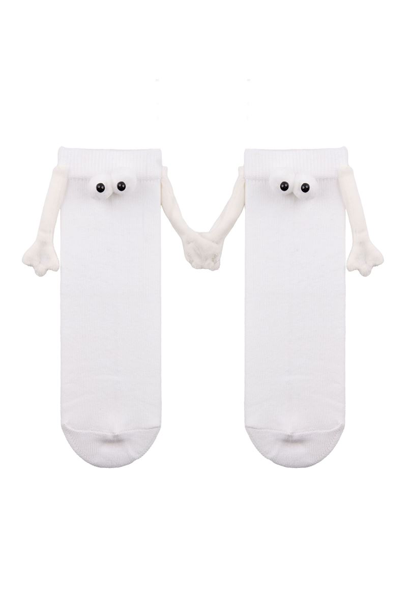 BROSS KIDS HOLDING HANDS MAGNETIC SOCKS WHITE