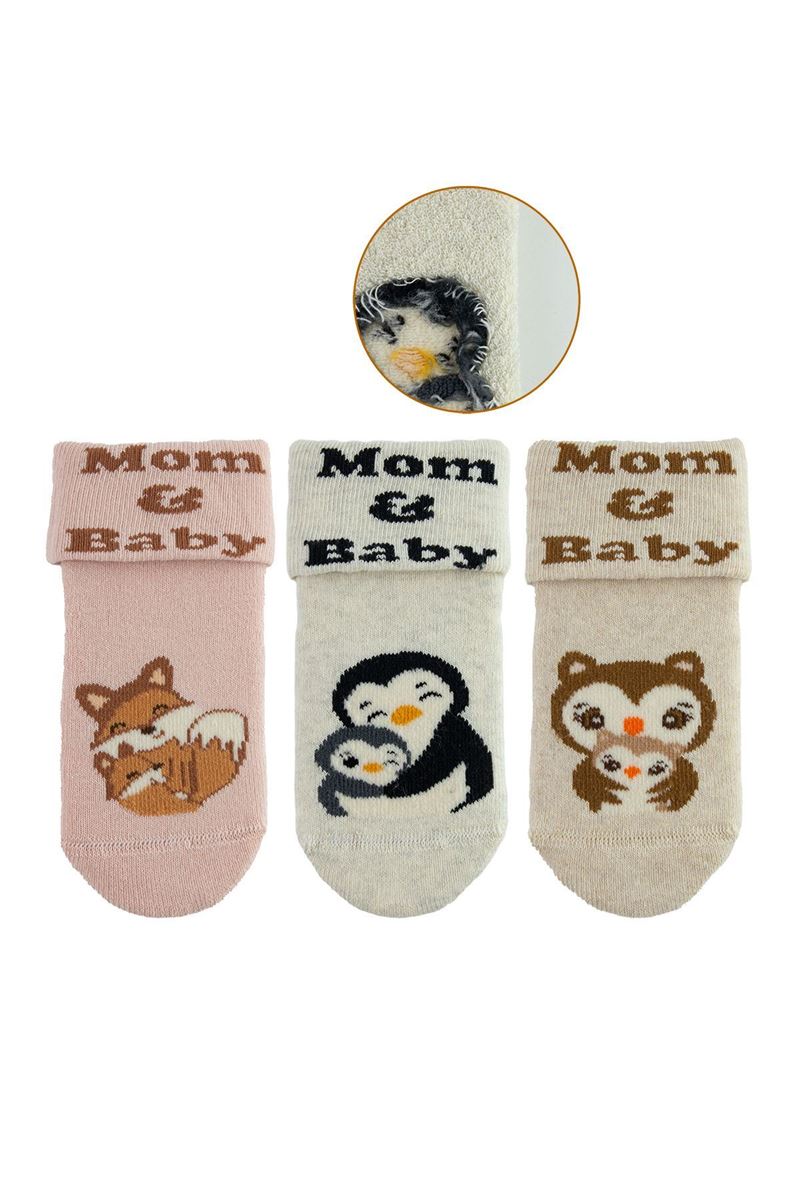 BROSS MOM & BABY ANIMAL BABY GIRLS’ TERRY SOCKS ASORTY