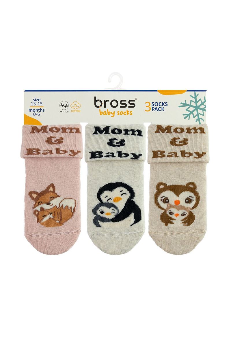 BROSS MOM & BABY ANIMAL BABY GIRLS’ TERRY SOCKS ASORTY