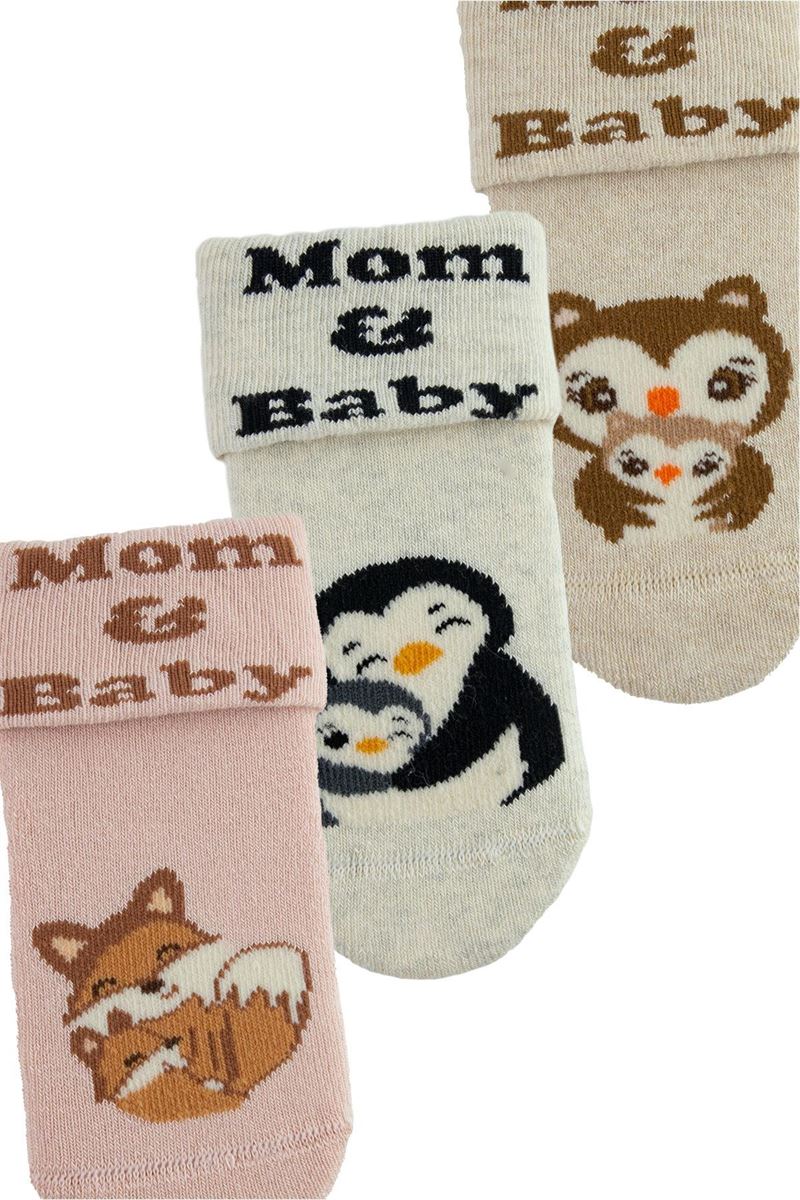 BROSS MOM & BABY ANIMAL BABY GIRLS’ TERRY SOCKS ASORTY