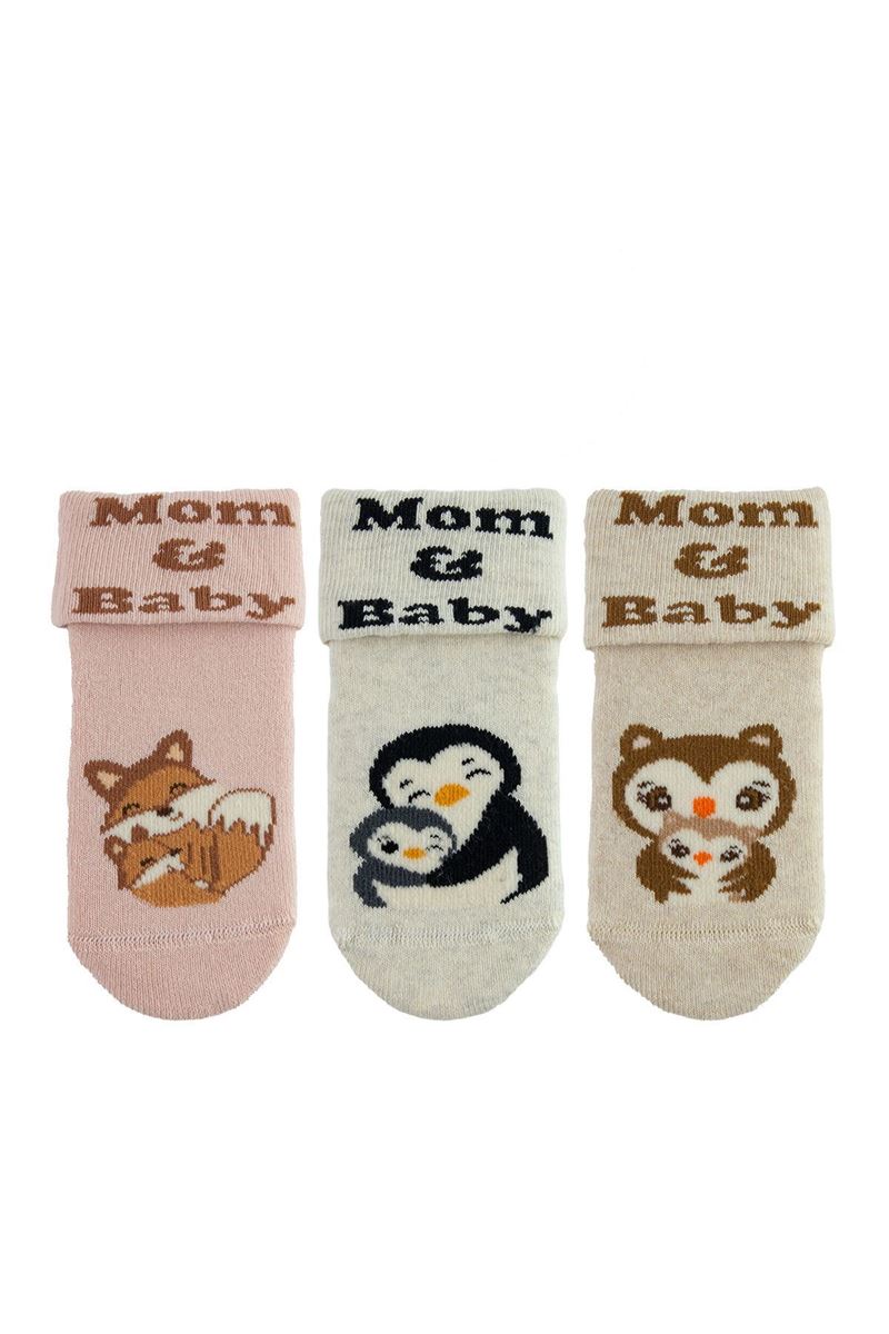 BROSS MOM & BABY ANIMAL BABY GIRLS’ TERRY SOCKS ASORTY