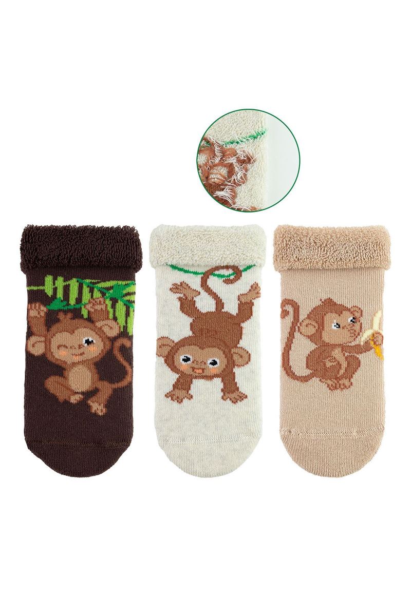 BROSS MONKEY EATING BANANA BABY BOYS’ TERRY SOCKS ASORTY