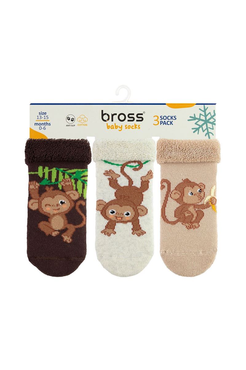 BROSS MONKEY EATING BANANA BABY BOYS’ TERRY SOCKS ASORTY