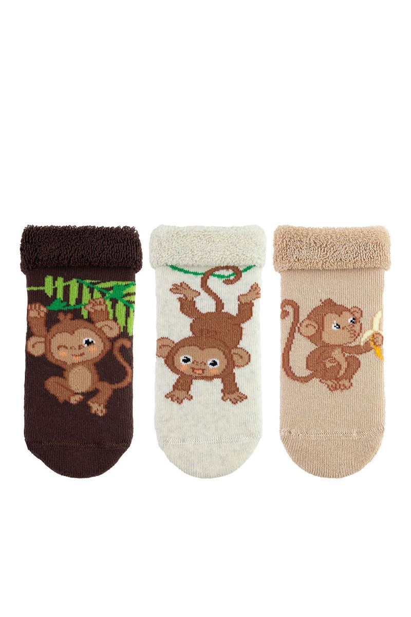 BROSS MONKEY EATING BANANA BABY BOYS’ TERRY SOCKS ASORTY