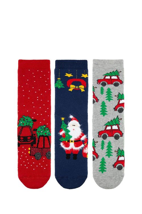 Car Carryıng A Tree Chrıstmas Boys’ Terry Socks 12