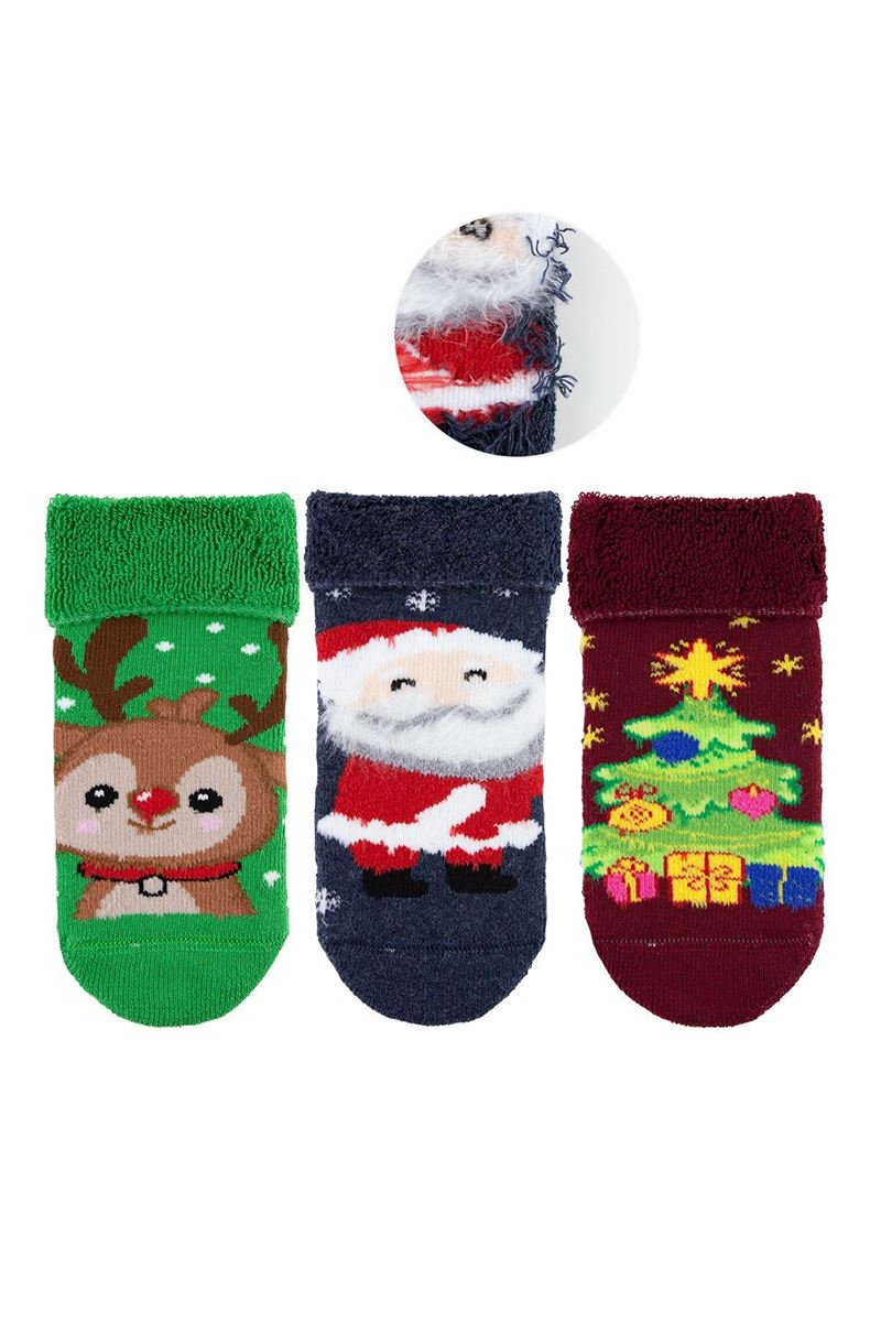 BROSS CHRISTMAS BABY BOYS’ TERRY SOCKS ASORTY