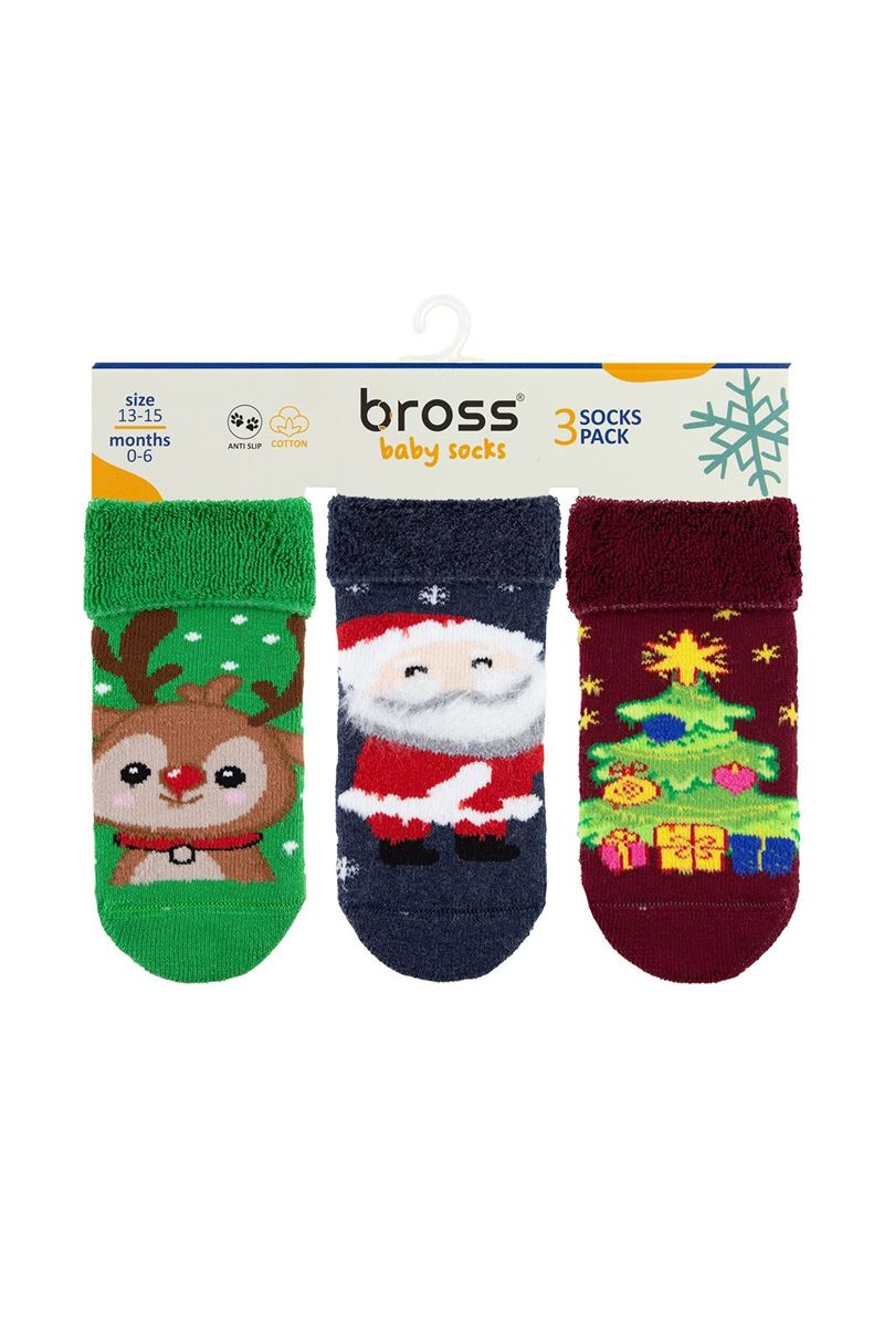 BROSS CHRISTMAS BABY BOYS’ TERRY SOCKS ASORTY