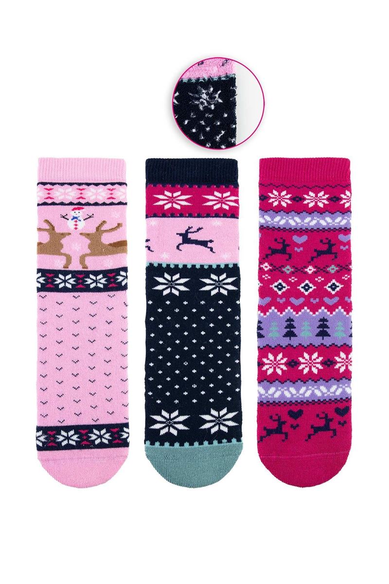 BROSS PINK DEER GIRLS’ TERRY SOCKS ASORTY