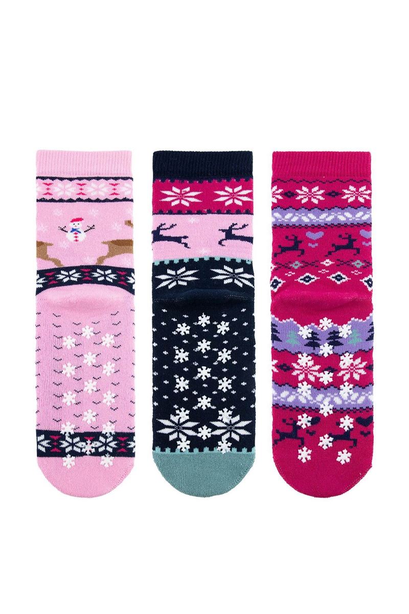 BROSS PINK DEER GIRLS’ TERRY SOCKS ASORTY