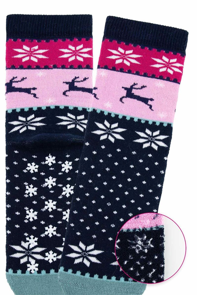 BROSS PINK DEER GIRLS’ TERRY SOCKS ASORTY