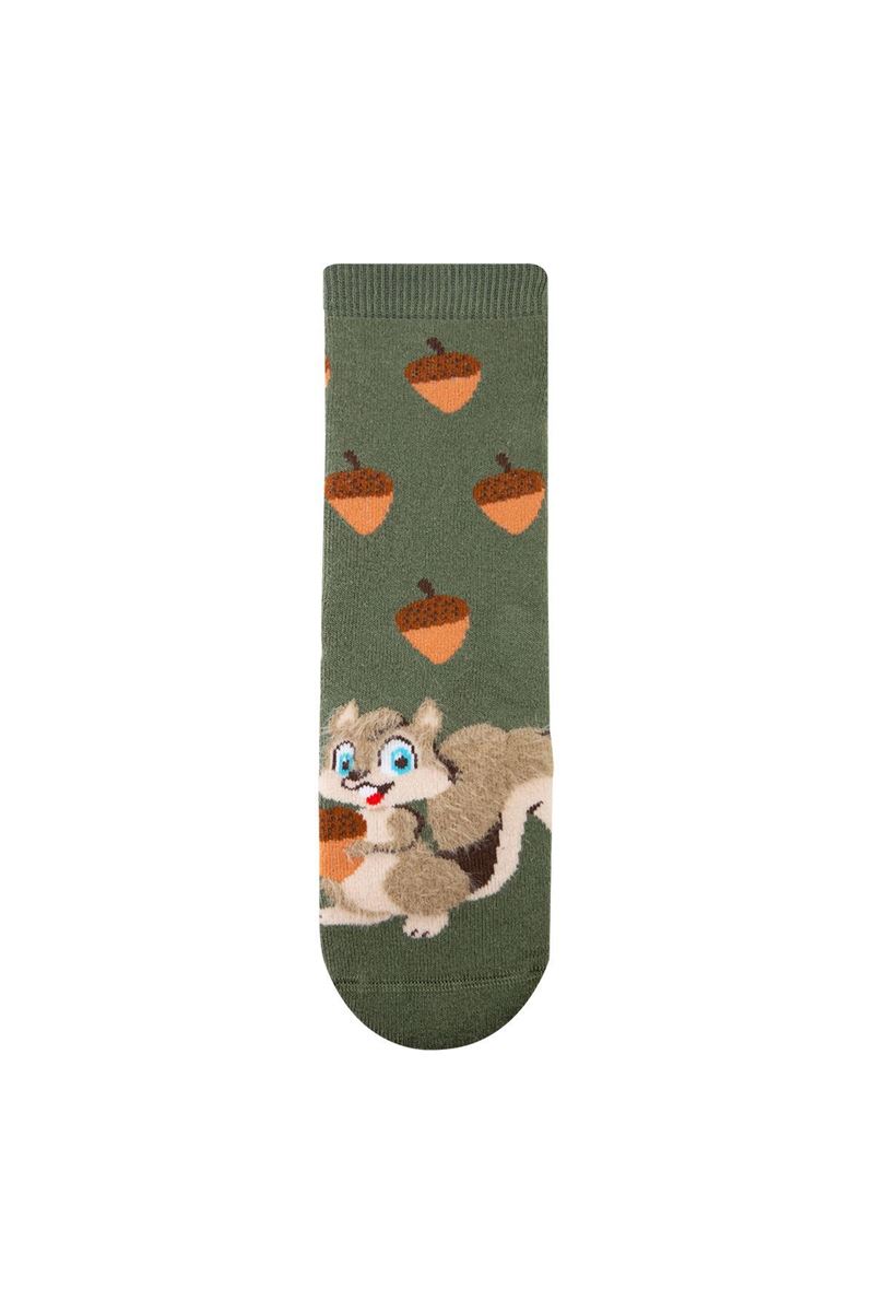 BROSS SQUIRREL PATTERN KIDS TERRY SOCKS ASORTY