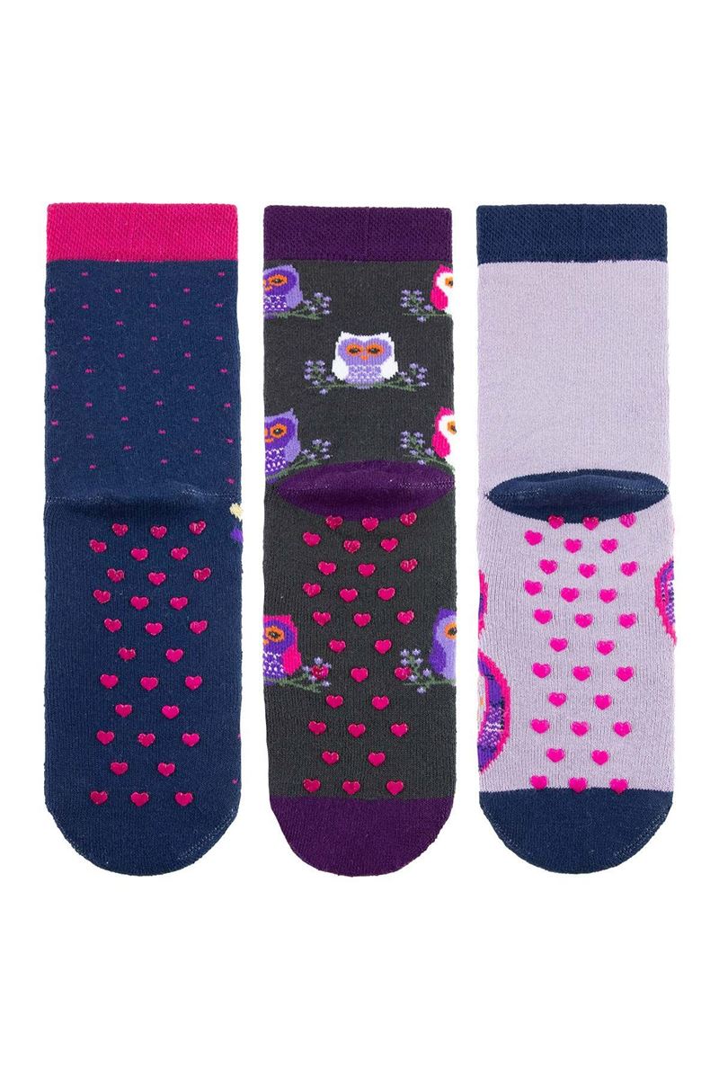 BROSS PURPLE OWL GIRLS’ TERRY SOCKS ASORTY