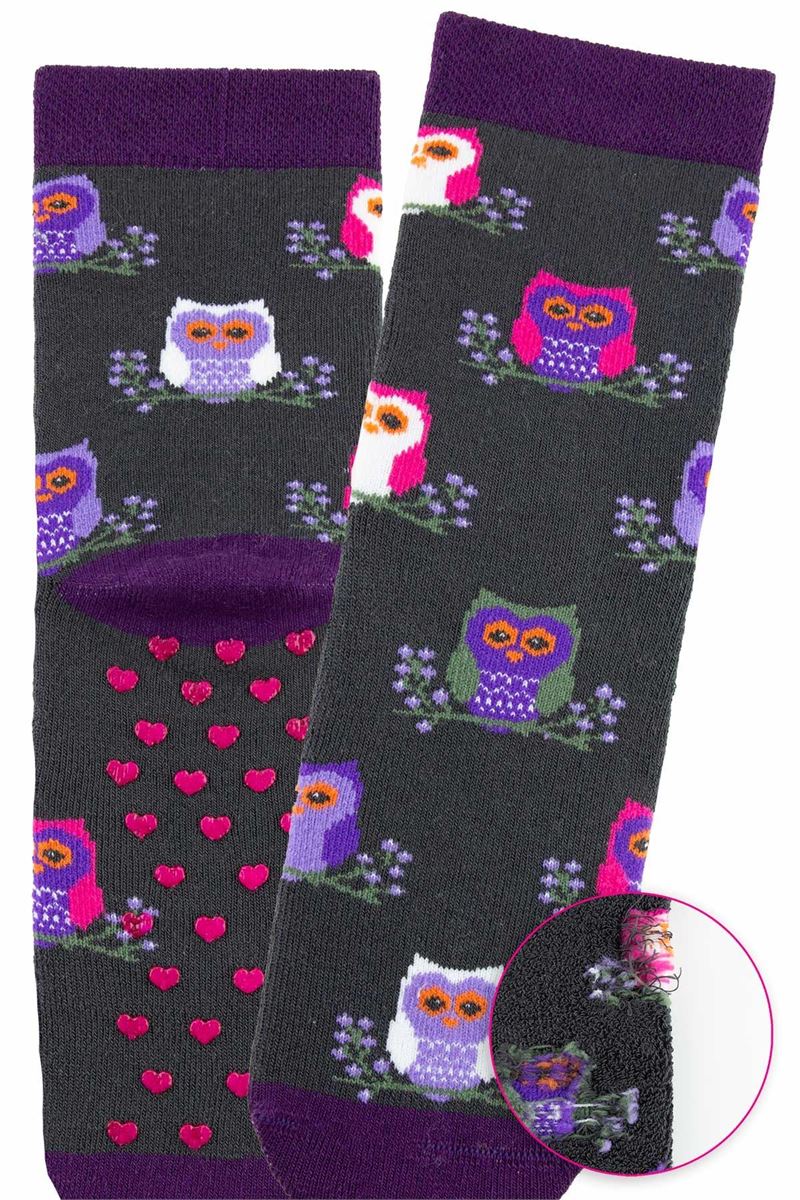 BROSS PURPLE OWL GIRLS’ TERRY SOCKS ASORTY