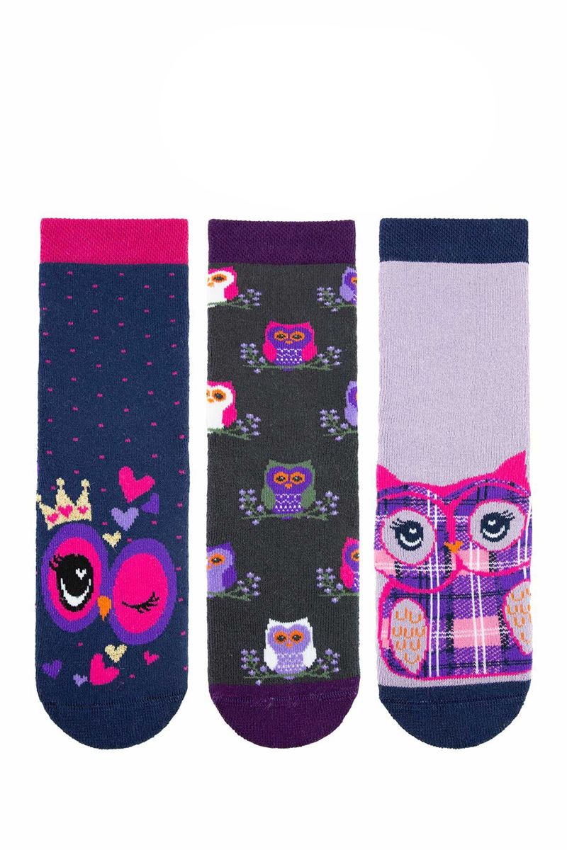 BROSS PURPLE OWL GIRLS’ TERRY SOCKS ASORTY