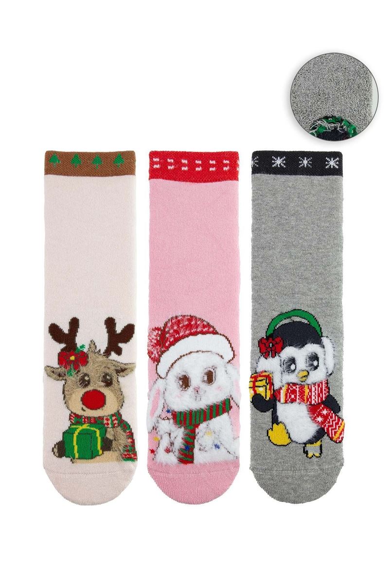 BROSS SOFTY WINTER ANIMALS GIRLS’ TERRY SOCKS ASORTY