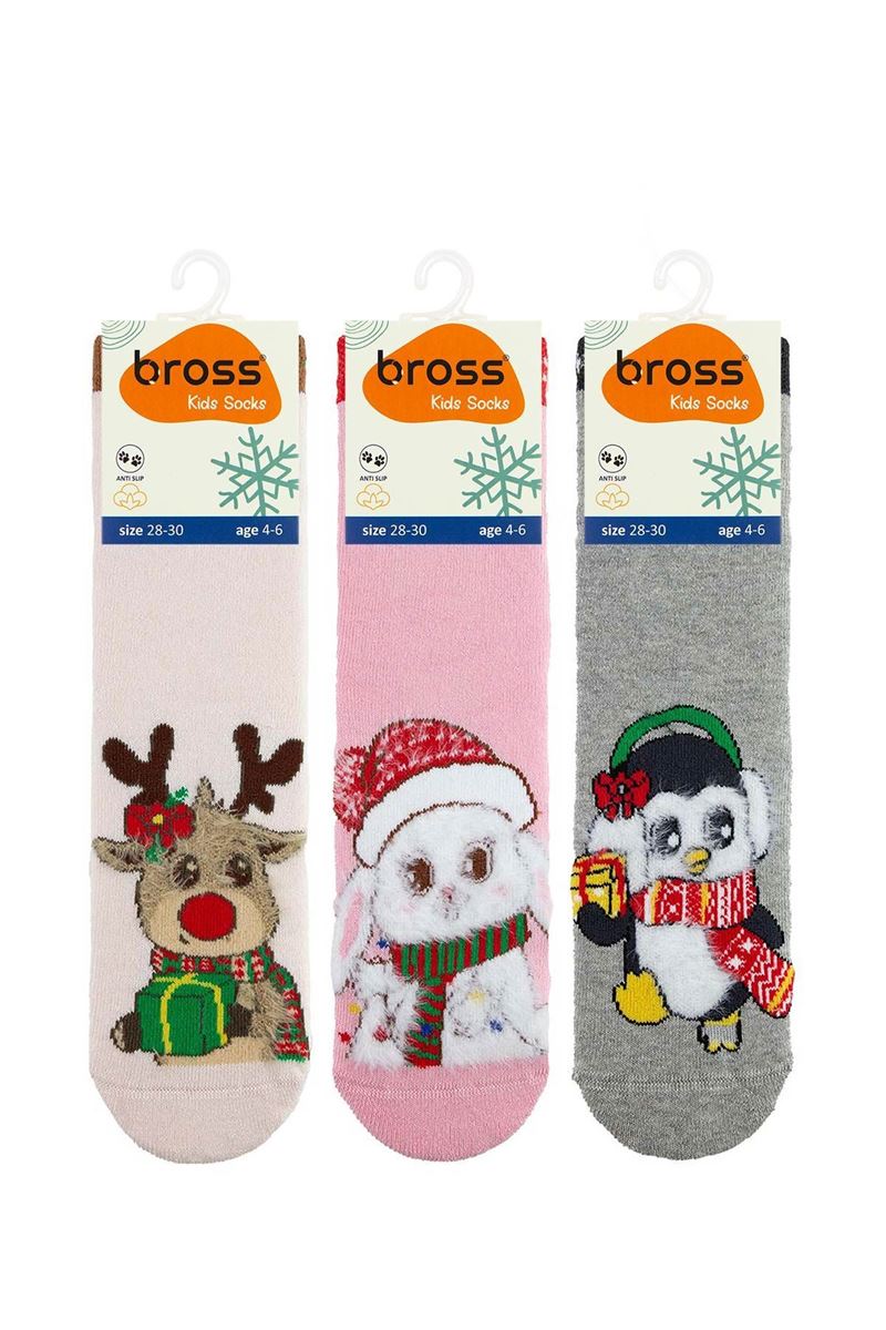 BROSS SOFTY WINTER ANIMALS GIRLS’ TERRY SOCKS ASORTY