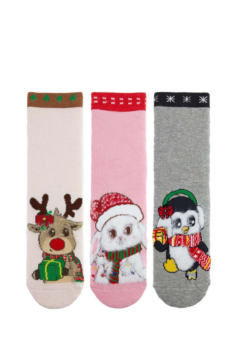 BROSS SOFTY WINTER ANIMALS GIRLS’ TERRY SOCKS ASORTY