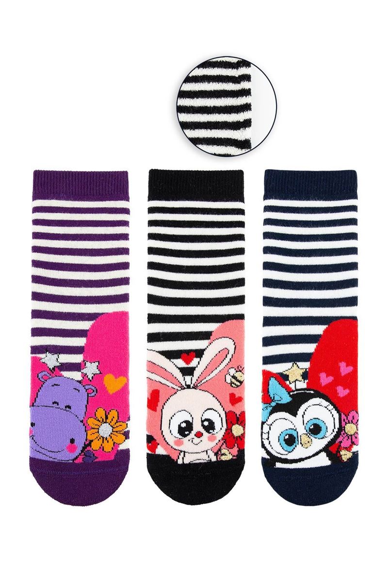 BROSS CUTE SMILING ANIMALS GIRLS’ TERRY SOCKS ASORTY