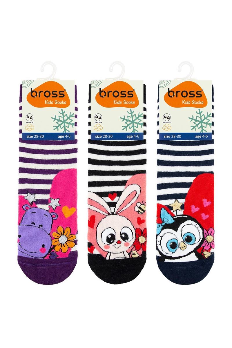 BROSS CUTE SMILING ANIMALS GIRLS’ TERRY SOCKS ASORTY