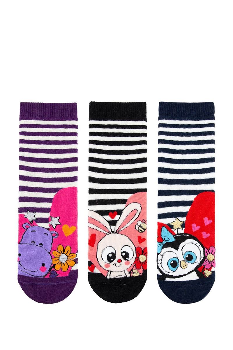 BROSS CUTE SMILING ANIMALS GIRLS’ TERRY SOCKS ASORTY