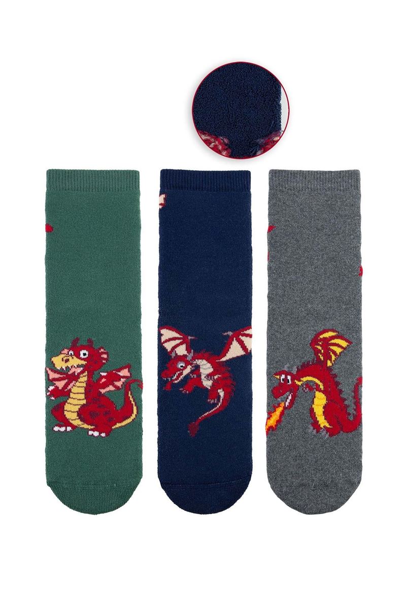 BROSS DRAGON SPITTING FIRE BOYS’ TERRY SOCKS ASORTY