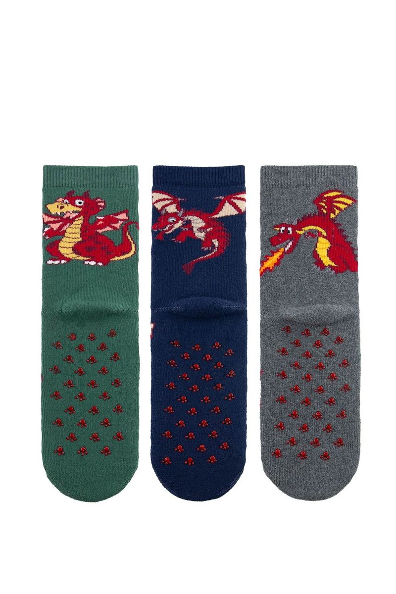 BROSS DRAGON SPITTING FIRE BOYS’ TERRY SOCKS ASORTY