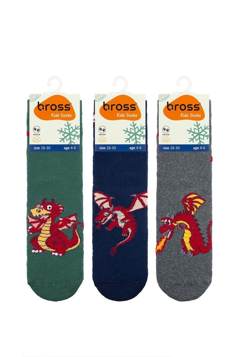 BROSS DRAGON SPITTING FIRE BOYS’ TERRY SOCKS ASORTY