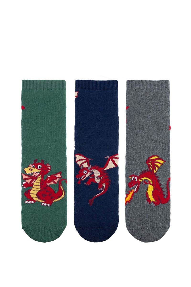 BROSS DRAGON SPITTING FIRE BOYS’ TERRY SOCKS ASORTY