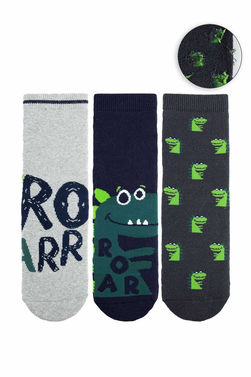 BROSS ROAR DINOSAUR BOYS’ TERRY SOCKS ASORTY