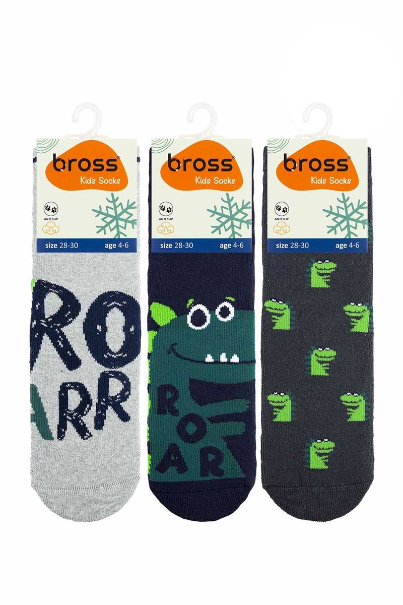 BROSS ROAR DINOSAUR BOYS’ TERRY SOCKS ASORTY