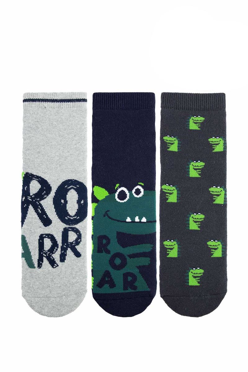 BROSS ROAR DINOSAUR BOYS’ TERRY SOCKS ASORTY