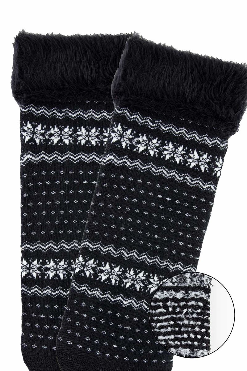 BROSS FRINGED ETHNIC PATTERNED WOMENS TERRY SOCKS ASORTY