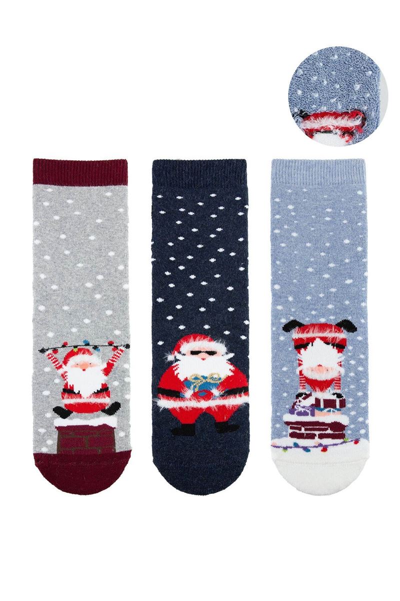 BROSS DANCING SANTA BOYS’ TERRY SOCKS ASORTY