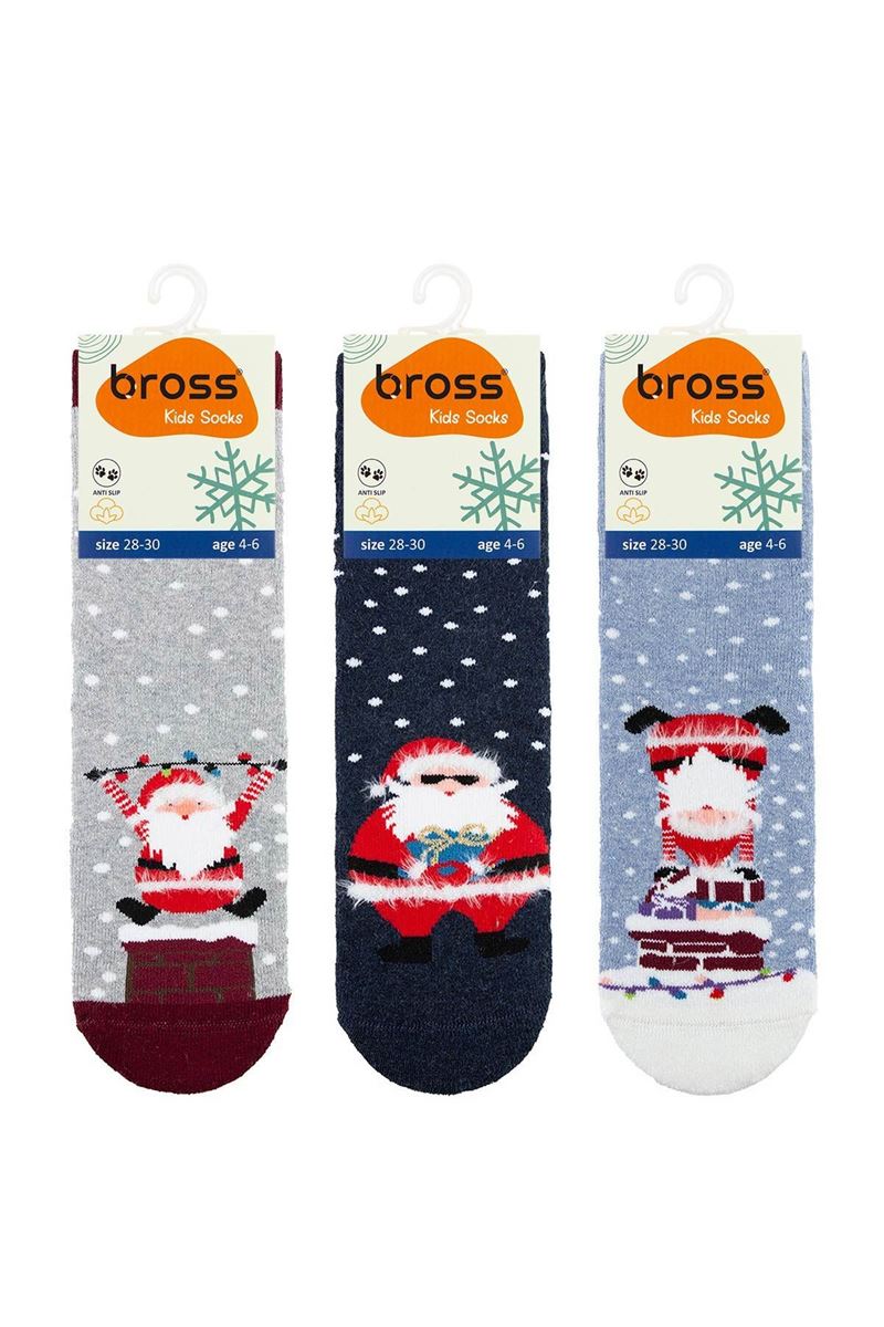 BROSS DANCING SANTA BOYS’ TERRY SOCKS ASORTY