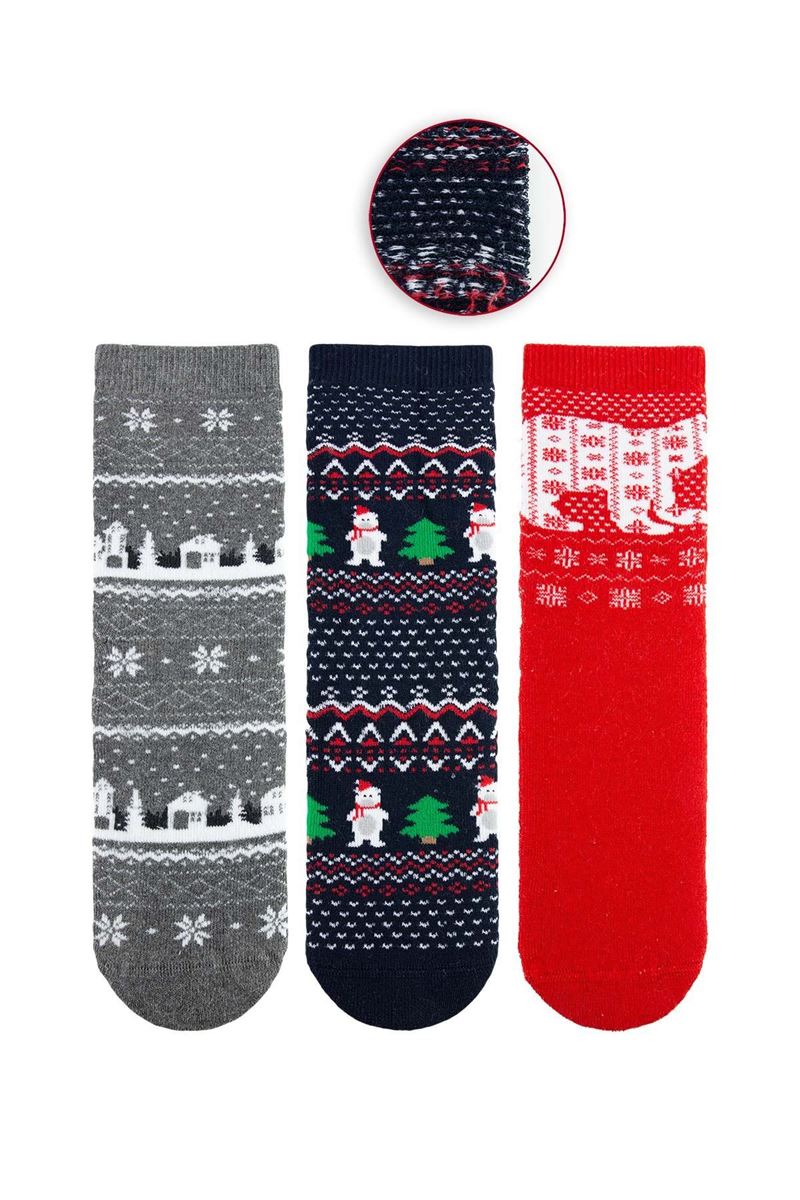 BROSS SNOW BEAR GIRLS' TERRY SOCKS ASORTY