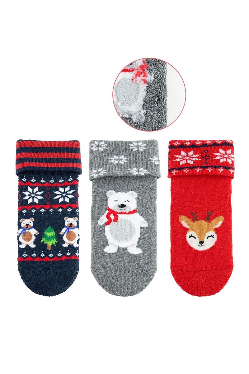 BROSS WINTER ANIMAL BABY GIRLS’ TERRY SOCKS ASORTY