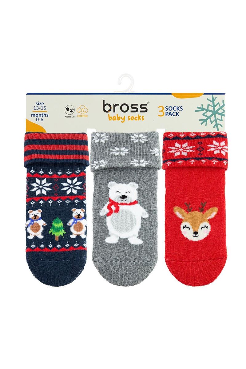 BROSS WINTER ANIMAL BABY GIRLS’ TERRY SOCKS ASORTY