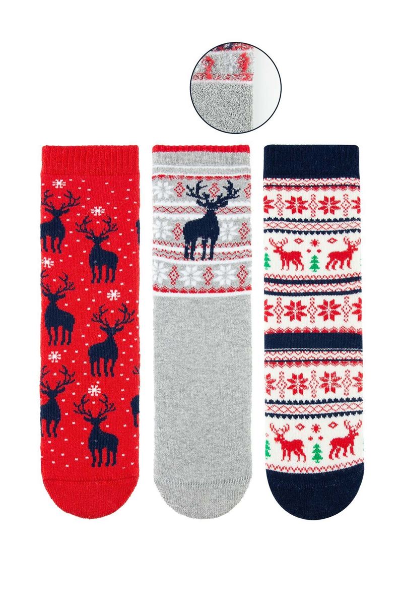 BROSS NEW YEAR DEER GIRLS’ TERRY SOCKS ASORTY