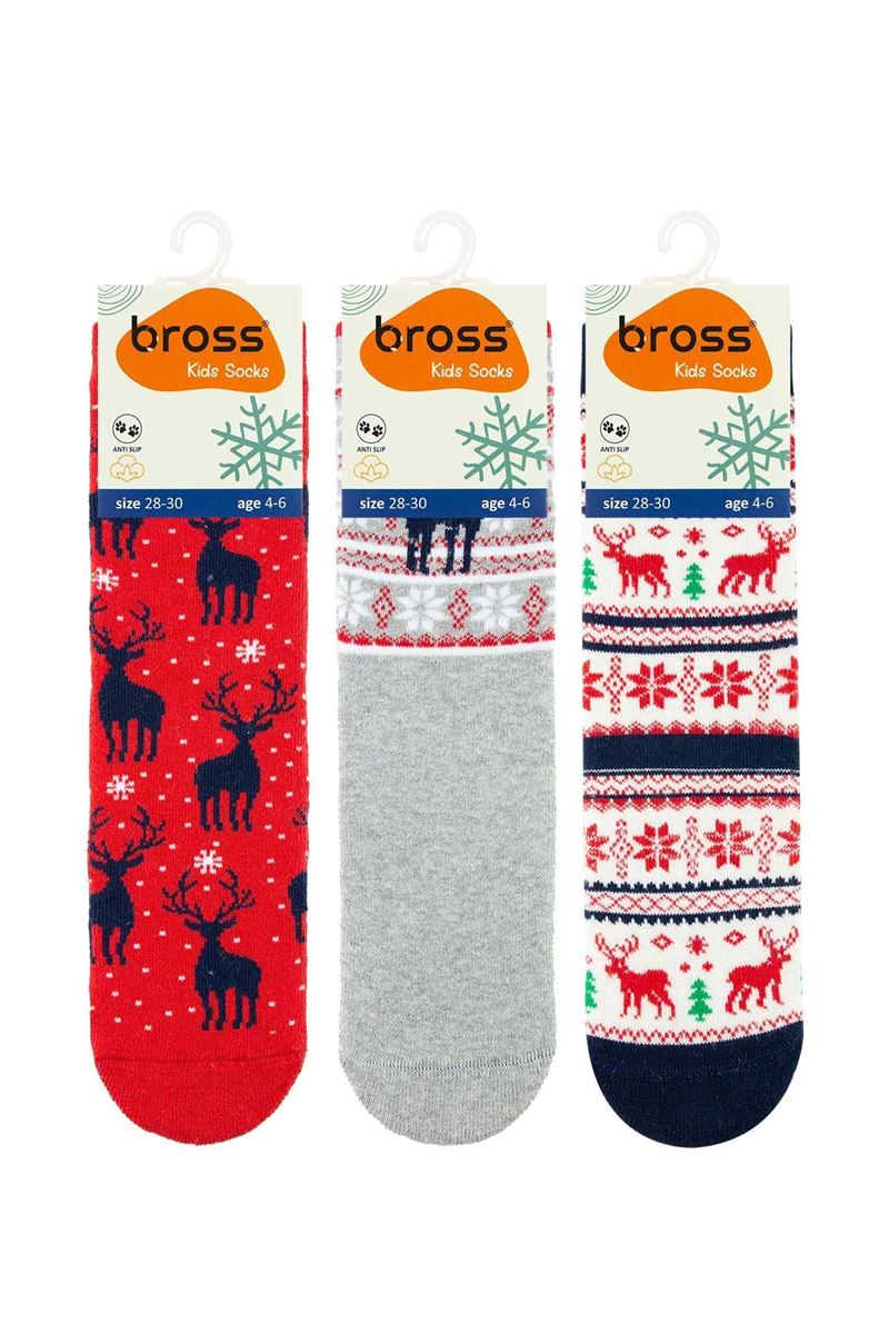 BROSS NEW YEAR DEER GIRLS’ TERRY SOCKS ASORTY